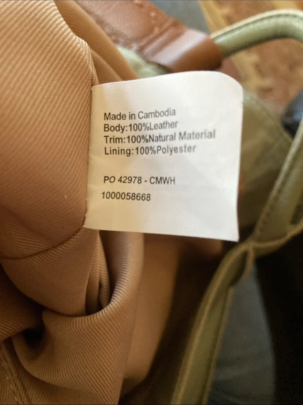 The Sak Leather Tote Bag in Light Sage with Contrast Brown Handles